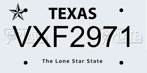 VXF2971 Texas License Plate