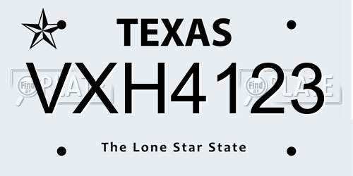 VXH4123 Texas License Plate