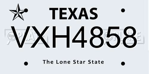 VXH4858 Texas License Plate