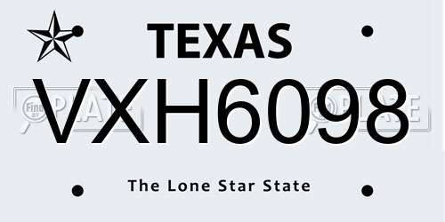 VXH6098 Texas License Plate