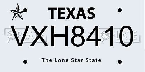 VXH8410 Texas License Plate