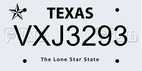 VXJ3293 Texas License Plate