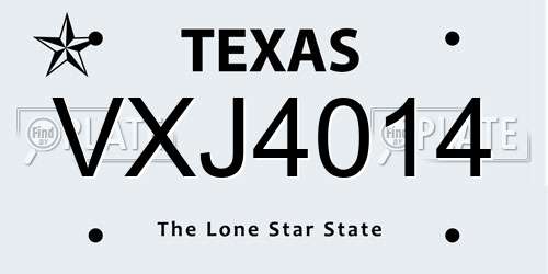 VXJ4014 Texas License Plate