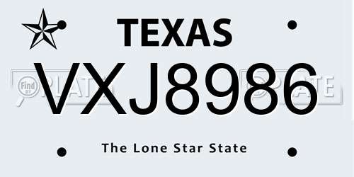 VXJ8986 Texas License Plate