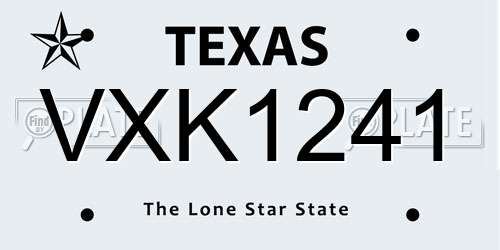 VXK1241 Texas License Plate