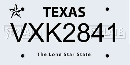 VXK2841 Texas License Plate