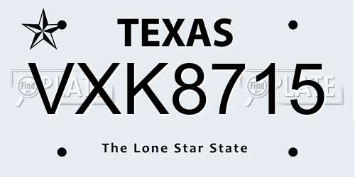 VXK8715 Texas License Plate