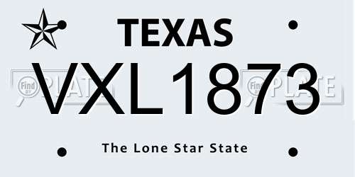 VXL1873 Texas License Plate