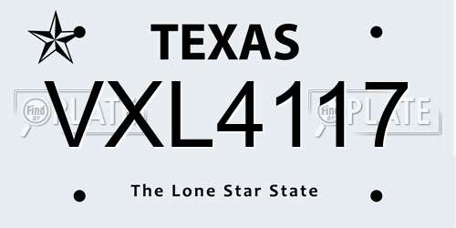 VXL4117 Texas License Plate