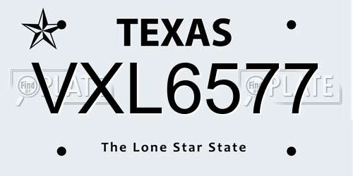 VXL6577 Texas License Plate