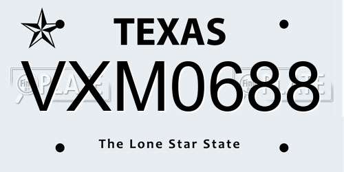VXM0688 Texas License Plate