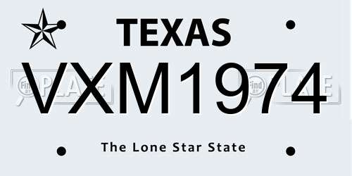 VXM1974 Texas License Plate