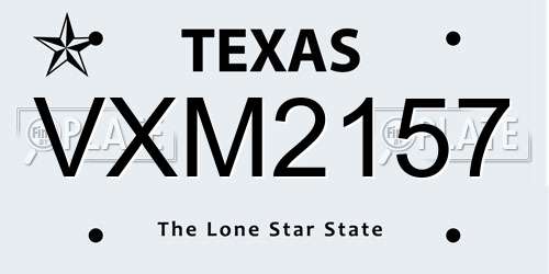 VXM2157 Texas License Plate