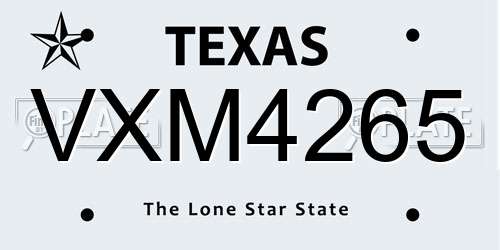 VXM4265 Texas License Plate