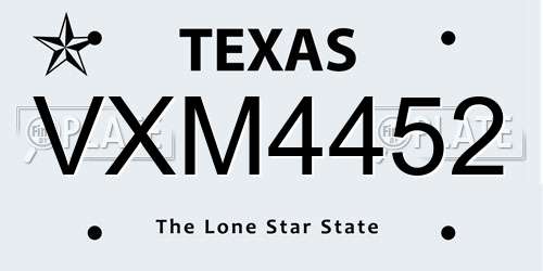 VXM4452 Texas License Plate