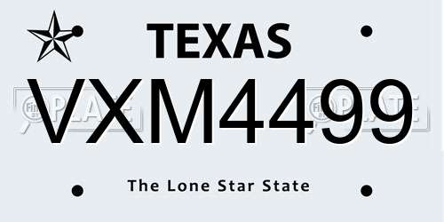 VXM4499 Texas License Plate