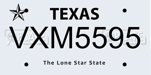 VXM5595 Texas License Plate