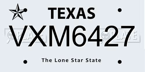 VXM6427 Texas License Plate
