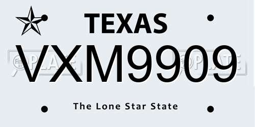 VXM9909 Texas License Plate