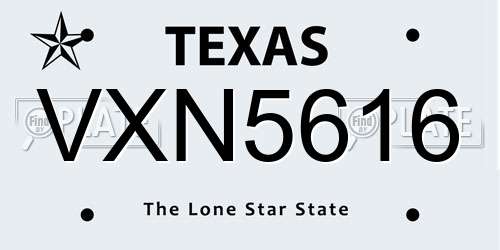 VXN5616 Texas License Plate
