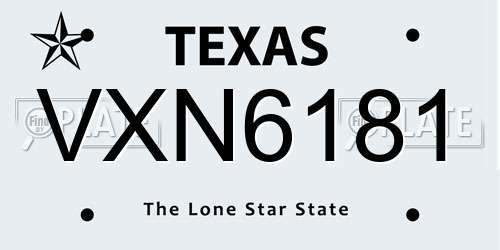 VXN6181 Texas License Plate
