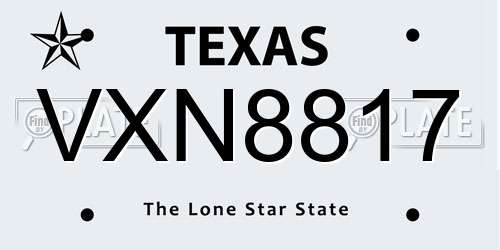 VXN8817 Texas License Plate
