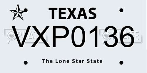 VXP0136 Texas License Plate