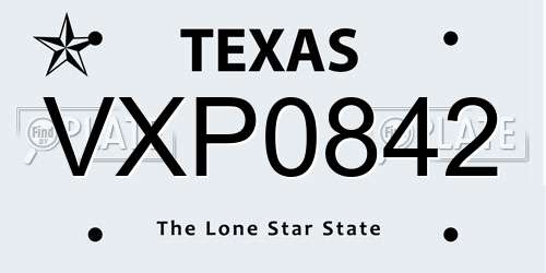 VXP0842 Texas License Plate
