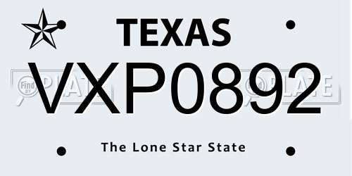 VXP0892 Texas License Plate