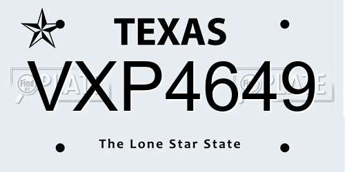 VXP4649 Texas License Plate