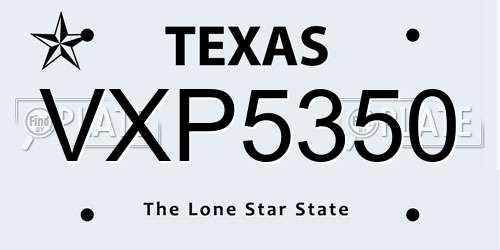 VXP5350 Texas License Plate