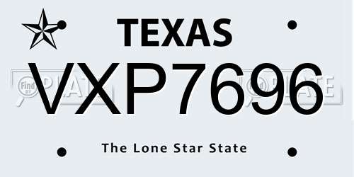 VXP7696 Texas License Plate