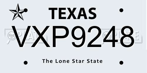 VXP9248 Texas License Plate