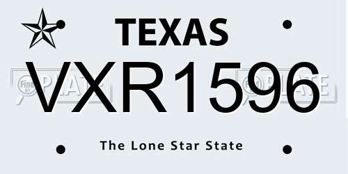 VXR1596 Texas License Plate