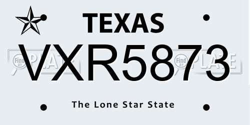 VXR5873 Texas License Plate