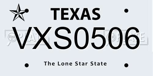 VXS0506 Texas License Plate