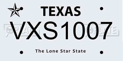 VXS1007 Texas License Plate