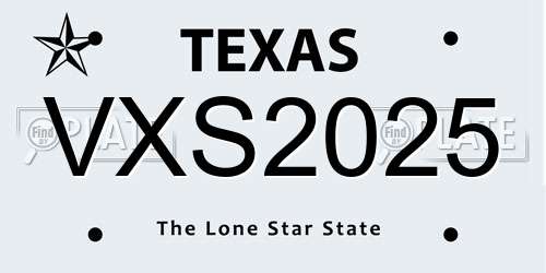 VXS2025 Texas License Plate