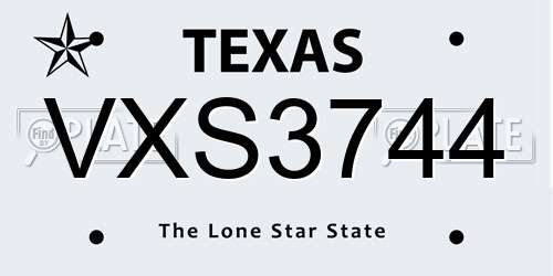 VXS3744 Texas License Plate