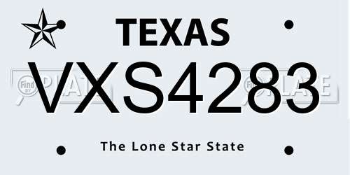 VXS4283 Texas License Plate