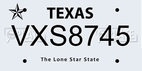 VXS8745 Texas License Plate