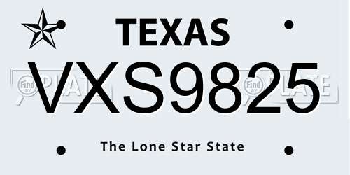 VXS9825 Texas License Plate