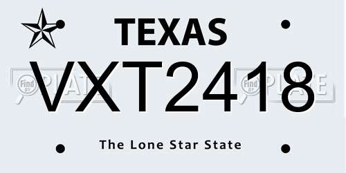 VXT2418 Texas License Plate