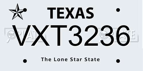 VXT3236 Texas License Plate