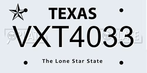 VXT4033 Texas License Plate