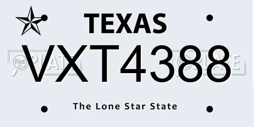 VXT4388 Texas License Plate