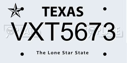 VXT5673 Texas License Plate