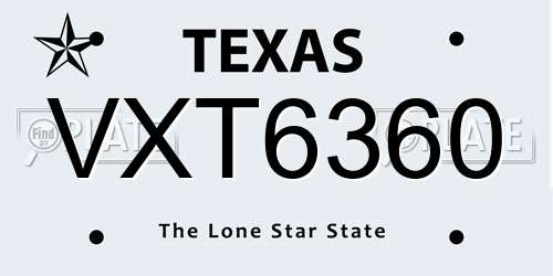 VXT6360 Texas License Plate