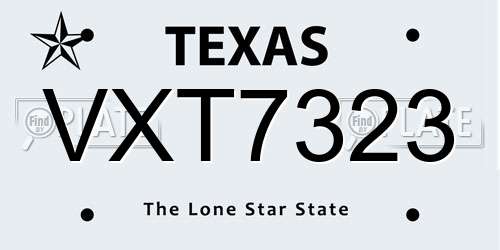 VXT7323 Texas License Plate
