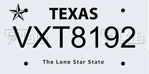 VXT8192 Texas License Plate